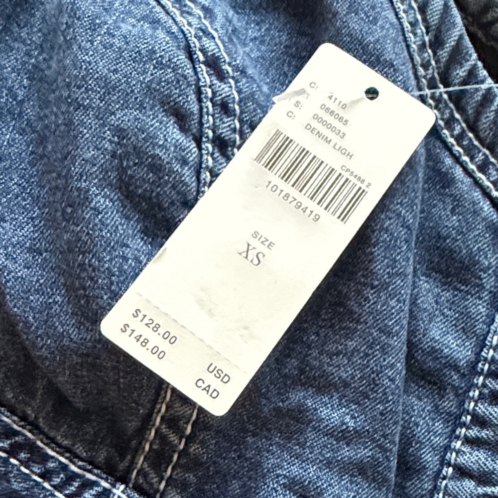 Pilcro Dark Blue Denim Peplum Off-Shoulder Top - Picture 5 of 9